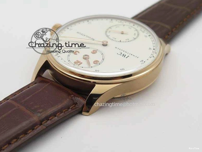 MIROTIME 0513 GoAnywhere Portuguese IW5444 RG White Dial RG Numbers On Brown Leather Strap A 7253